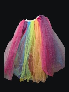 Amazon Rainbow Tulle Maxi Skirt in Pink, Yellow, Blue, Purple